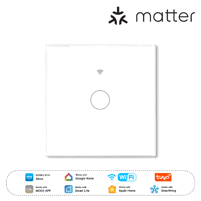 MOES Matter WiFi Smart Glass Touch Light Switch